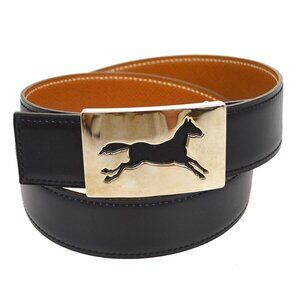 Hermes Reversible Belt Black #90 Small Good
